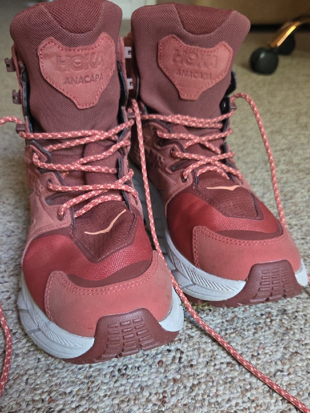 Hoka Women's Anacapa Mid GTX Outdoor Hiking Boots, 8B, Hot Sauce/Cherry Mahogany